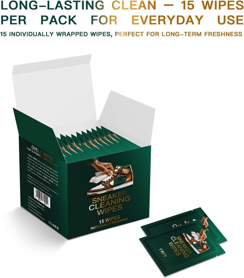 OVELY WIPES Sneaker Cleaning Wipes - Dual-Textured, Individually Wrapped Wipes for Fast Dirt & Stain Removal – Safe for Shoes - Image 4